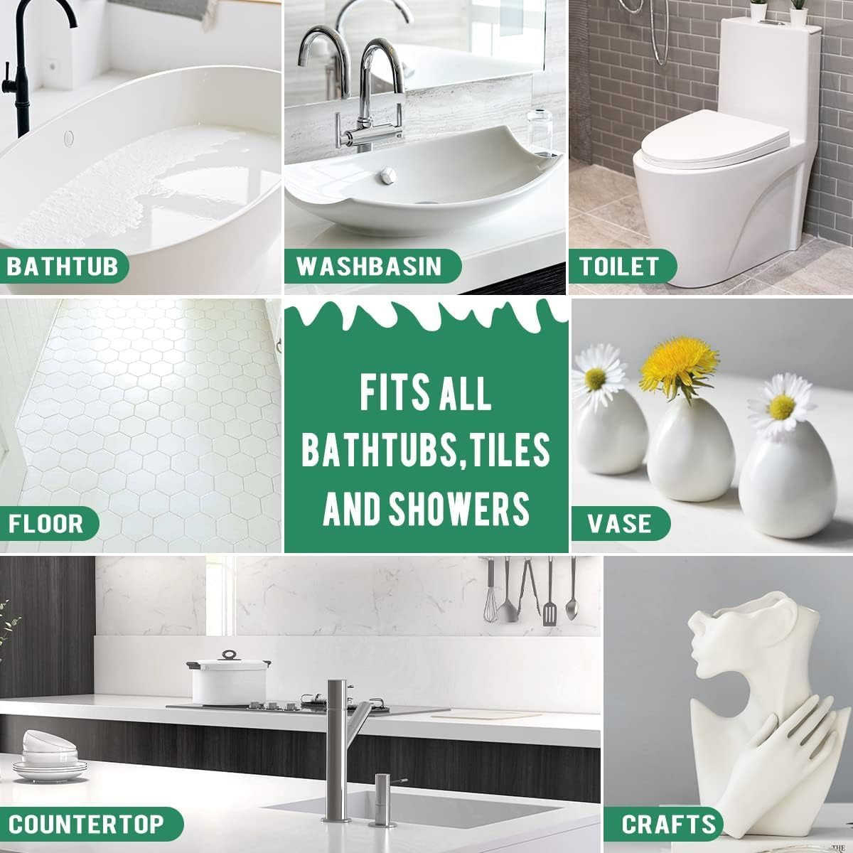 Tile Paint, Tub and Tile Refinishing Kit with Hardener, Tub Refinishing Kit Whit