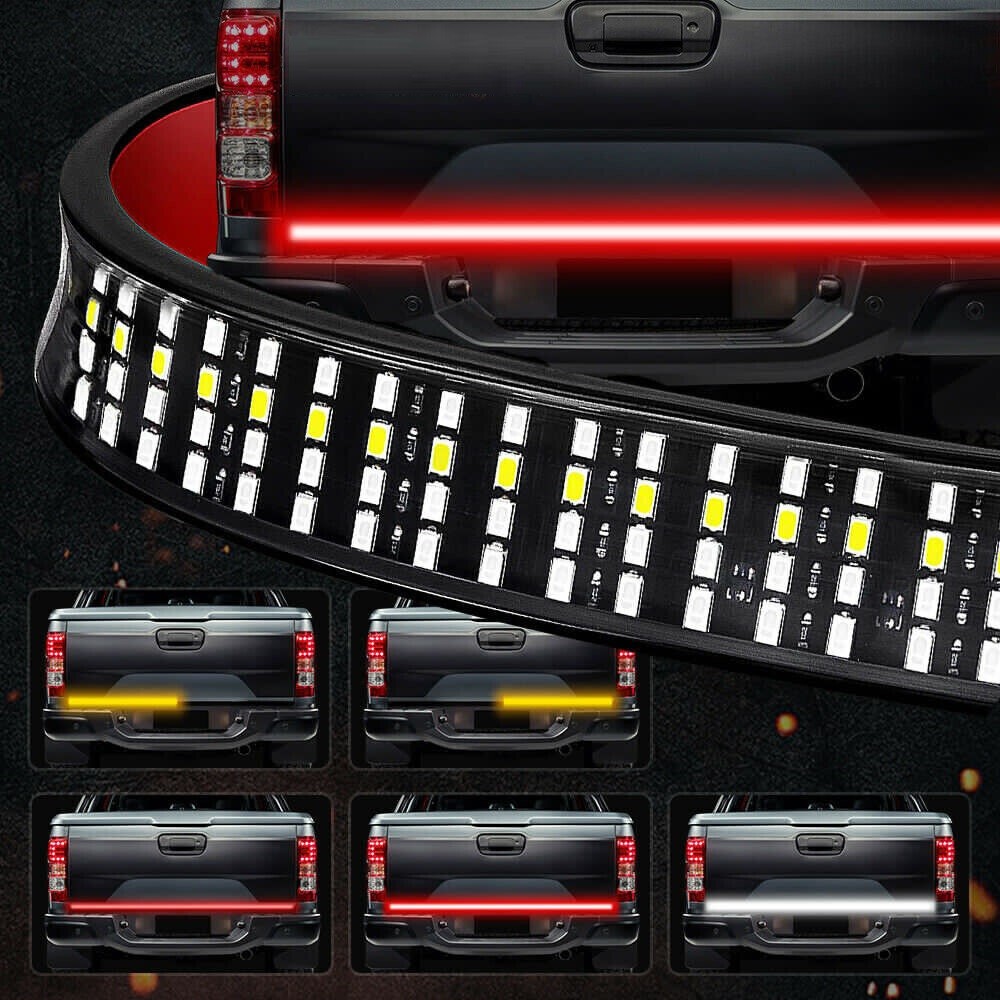 For Chevy Silverado LED Tailgate Light Bar 60" Triple Row 4 Row 6-Function Strip
