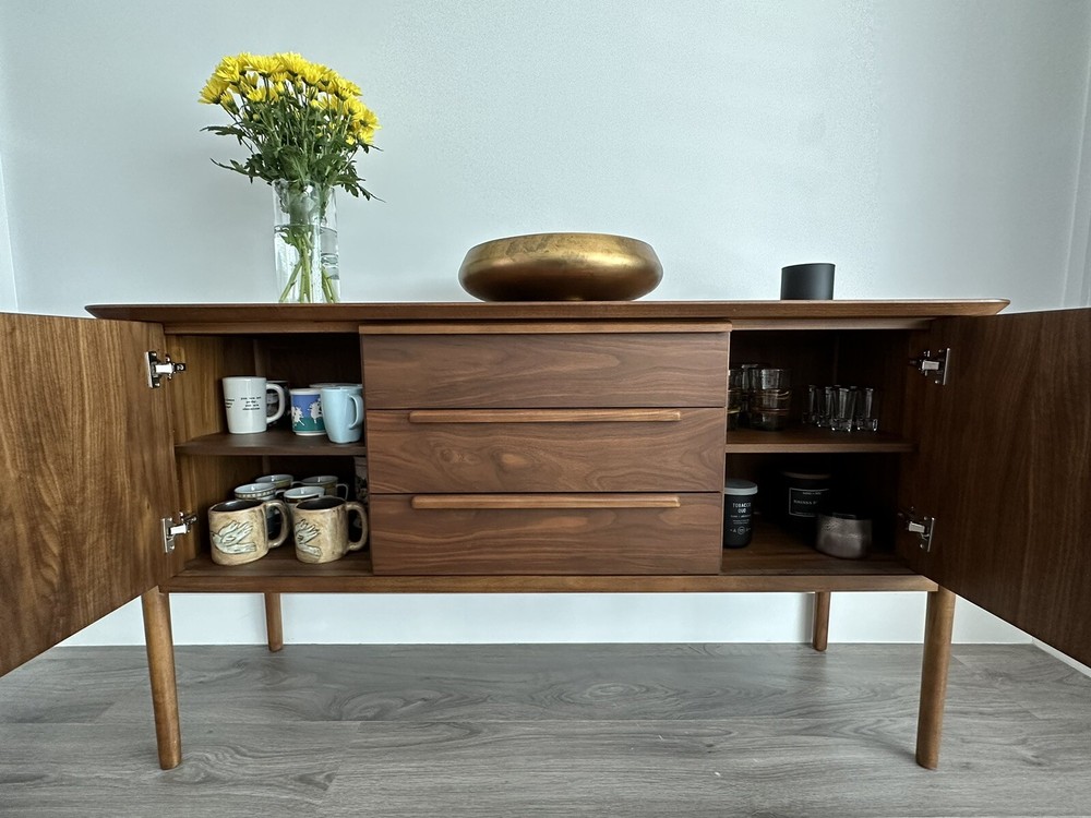 Crate & Barrel Tate Walnut Midcentury Sideboard/Buffet