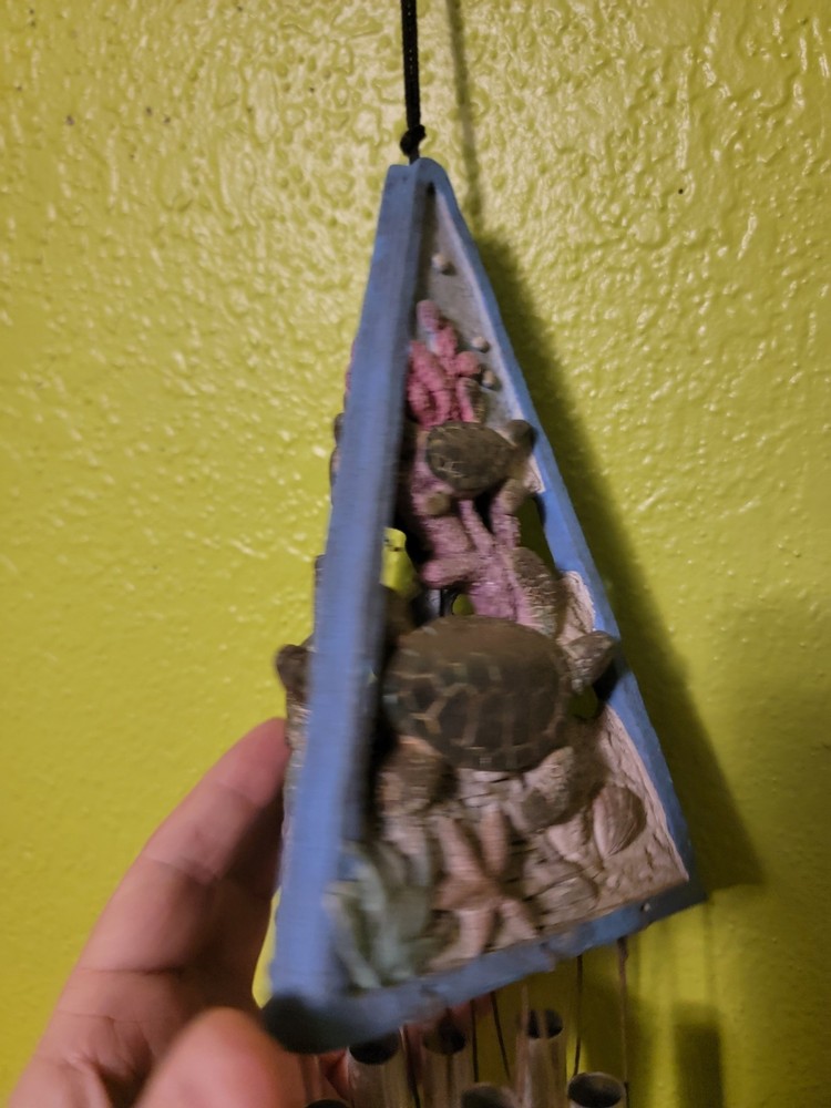 Blue Wind Chimes pyramid shape Vintage Sea Turtles