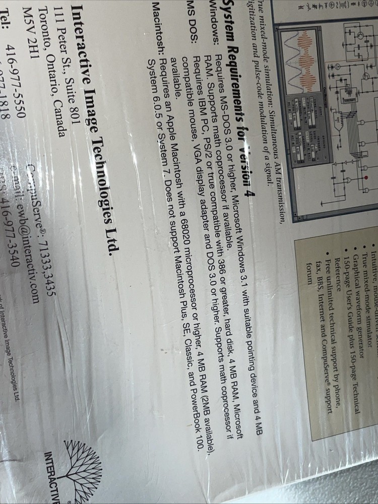 Electronics Workbench 4.1c 3.5" Disks Lab Computer Vintage PC Windows Software