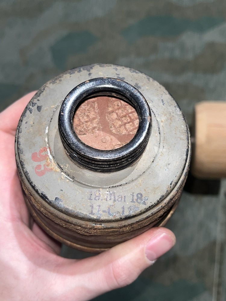 WW1 German Uniform Gas Mask + Filter Marked 1918