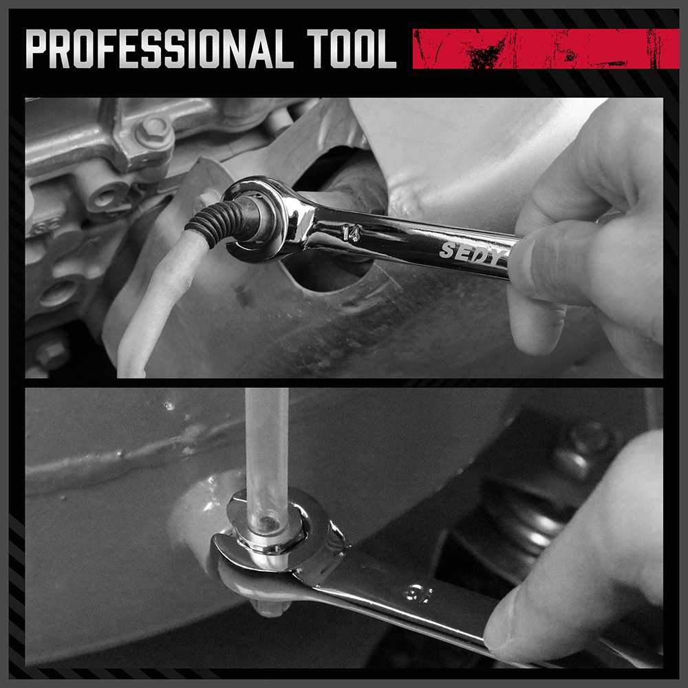 8Pcs Flare Nut Wrench Set Offset End Spanner Metric SAE Portable Organizer Pouch