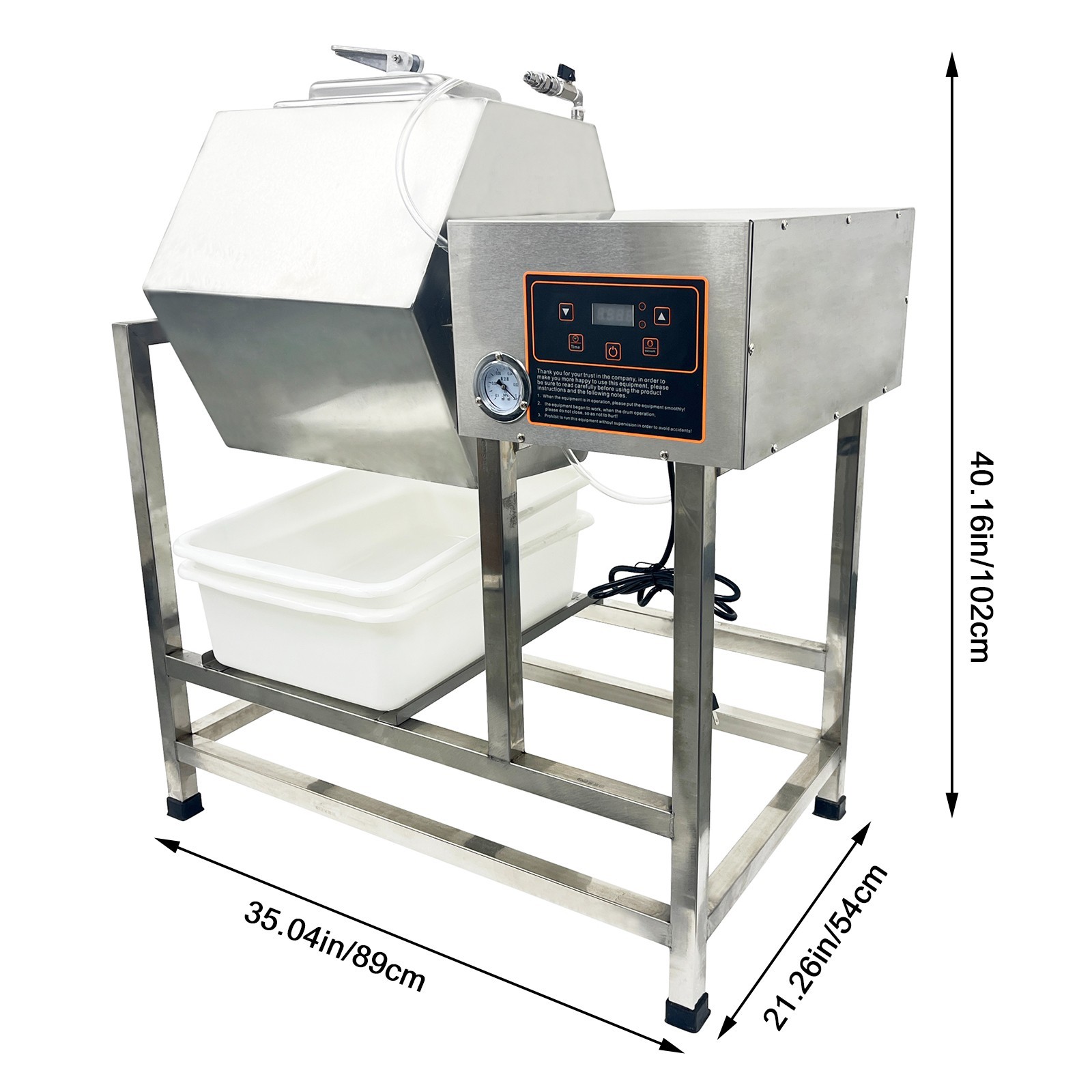 110V Fully Automatic Vacuum Pump Meat Tumbler Marinator Hexagonal 104 lbs/90L