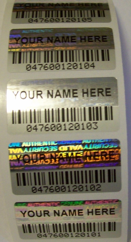 1500 BCc Custom Print BARCODE Security Hologram Tamper Evident Label Stickers