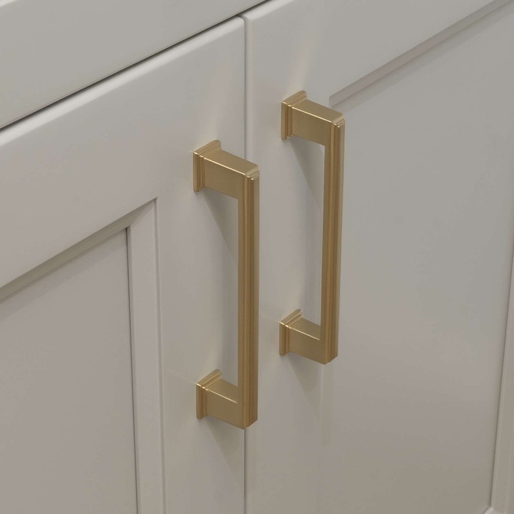 Square Brushed Champagne Gold Solid Cabinet Handles Pulls Kitchen Bathroom