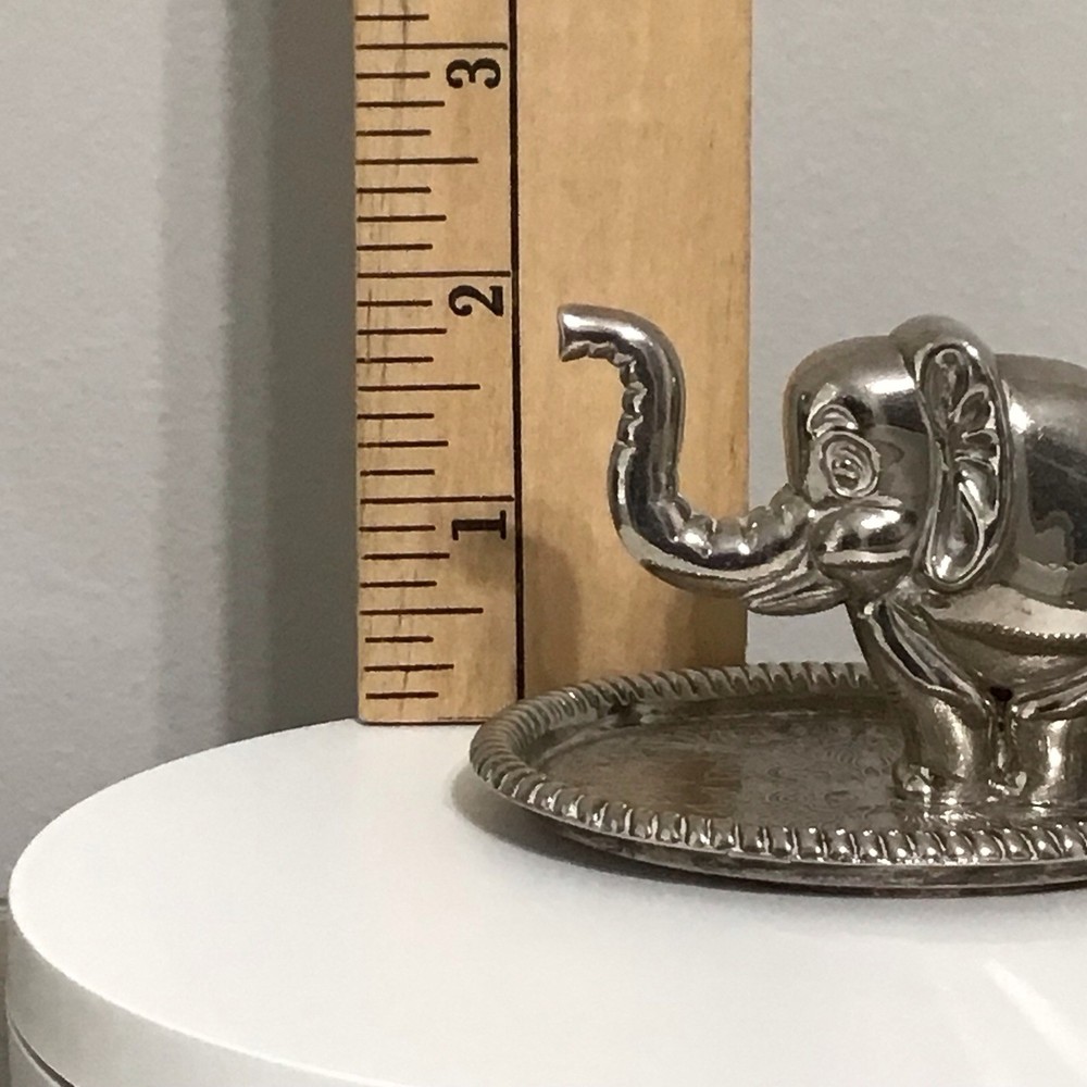Vintage Silver-Plated Elephant Trinket Ring Holder Made in Hong Kong