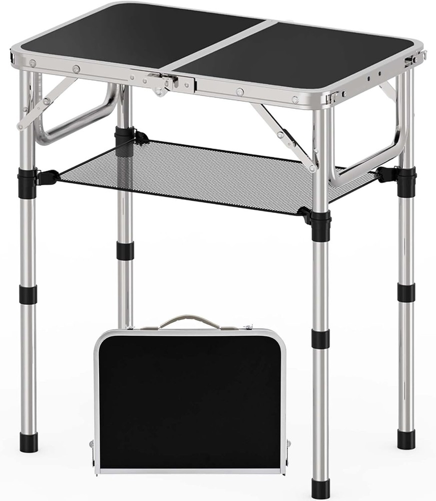 Folding Camping Table Adjustable Height Folding Table Portable Aluminum Small