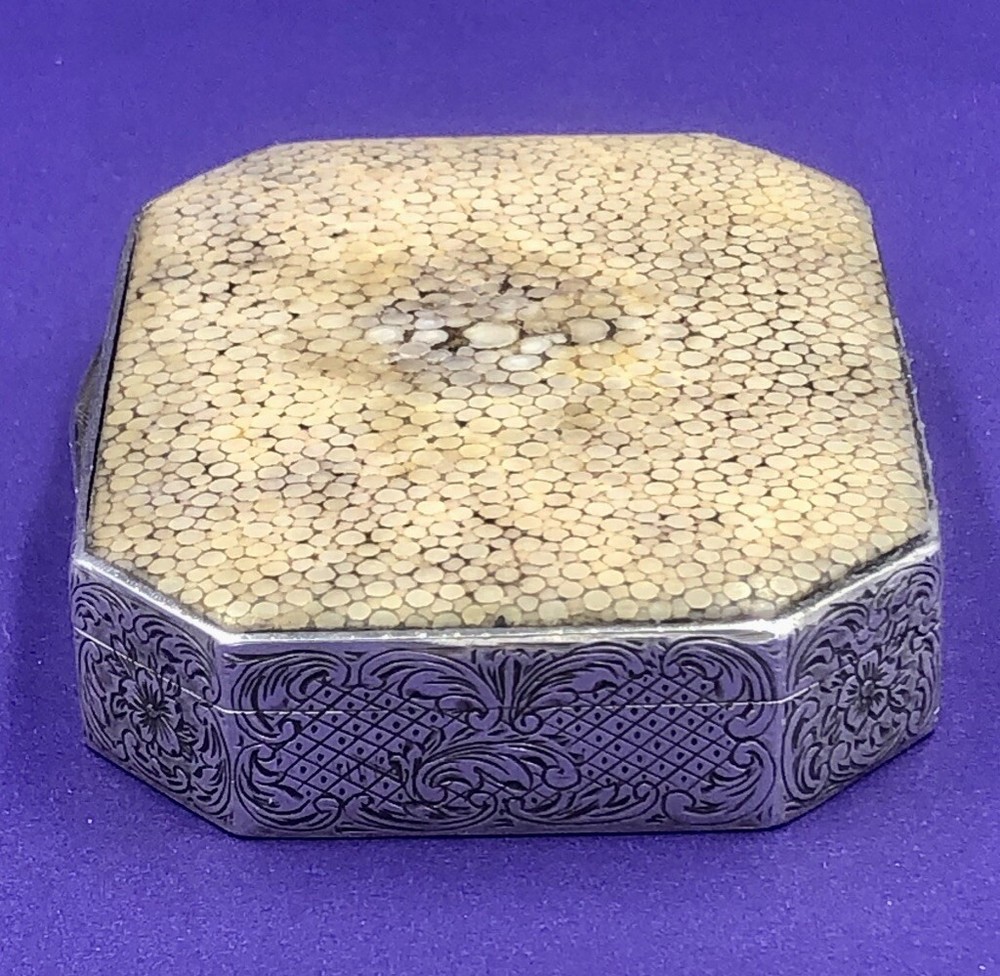 Austrian sterling silver and shagreen snuff box