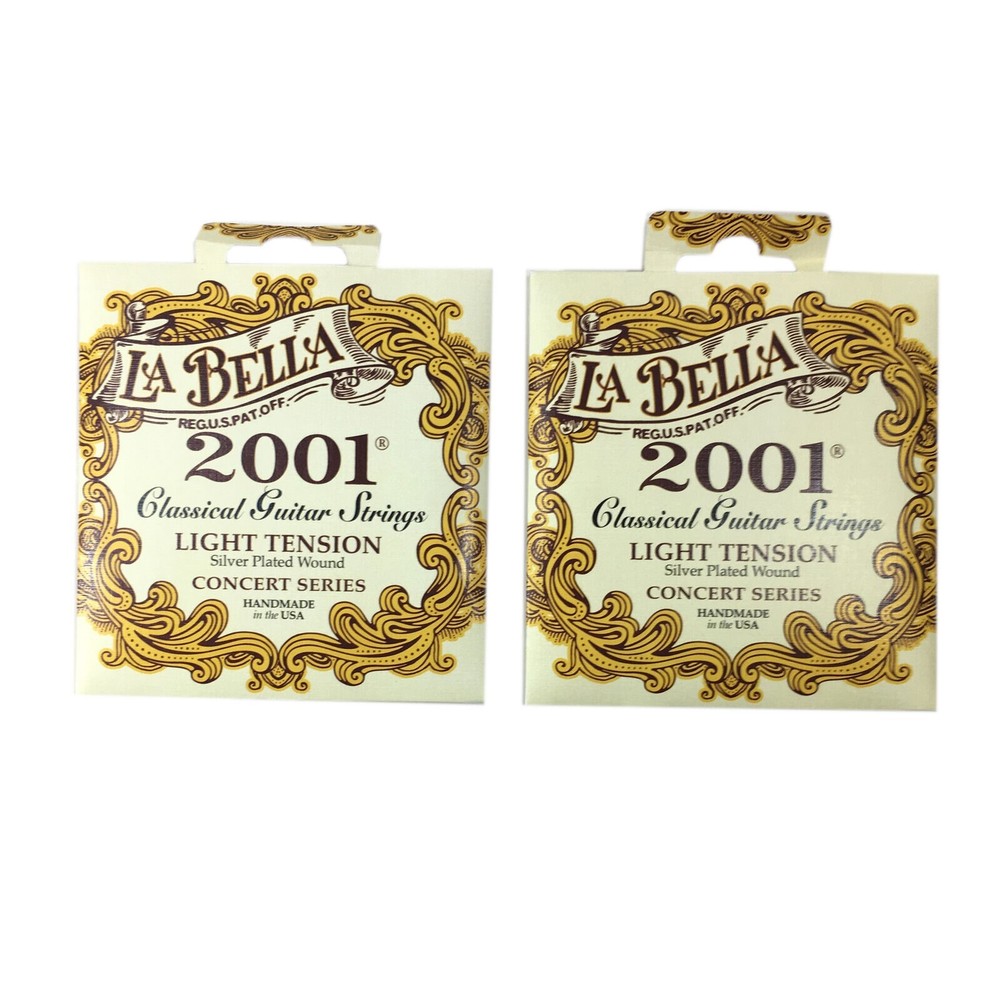 La Bella Guitar Strings 2-Pack Light Tension Silver Plated Wound Classical 2001
