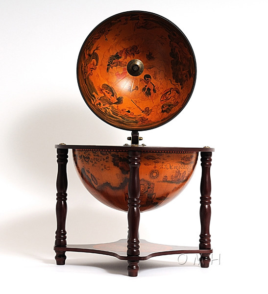 Nautical Hide A Bar Table Top Old World Style Globe Hidden Pub Wooden 13" New