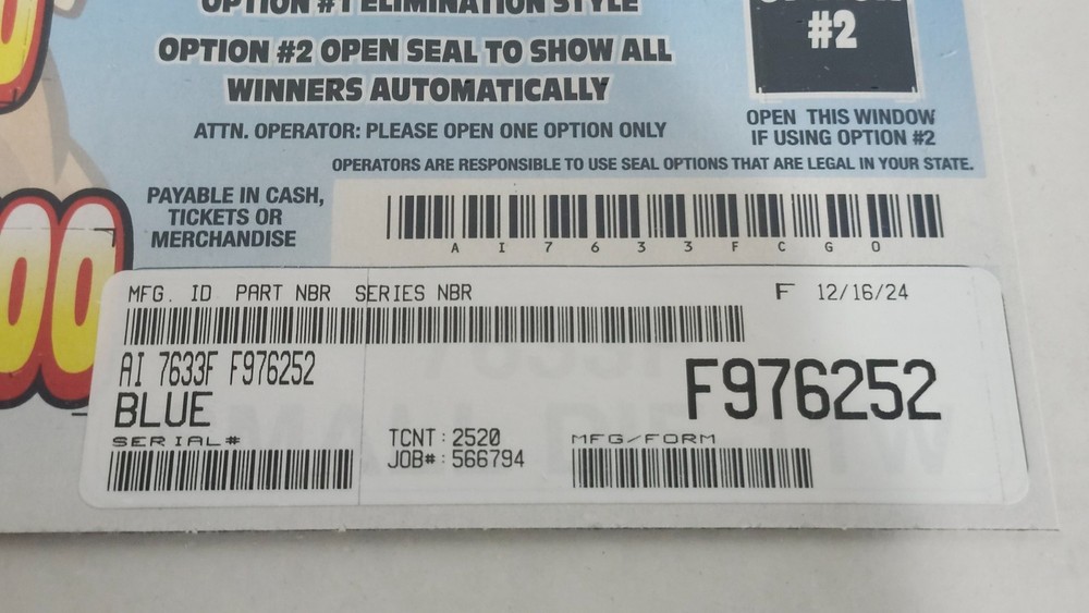 sealed pull tab ticket game The Top Dawg-2520 count