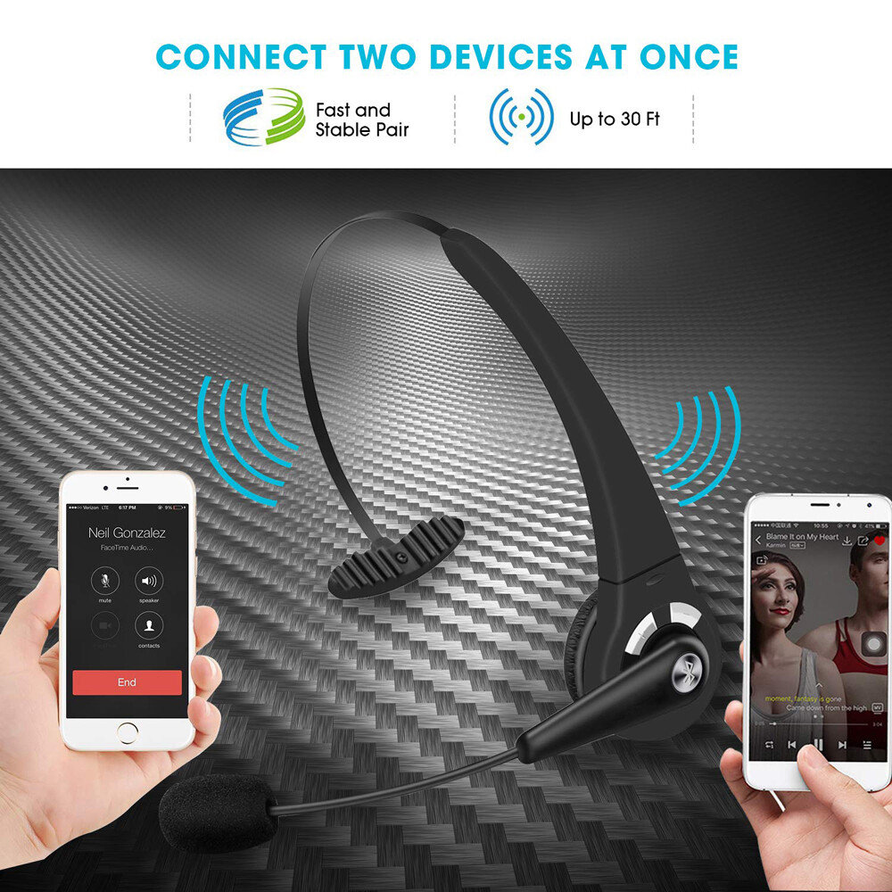 Trucker Driver Headset Bluetooth Wireless Universal PC Gaming Headphone With Mic