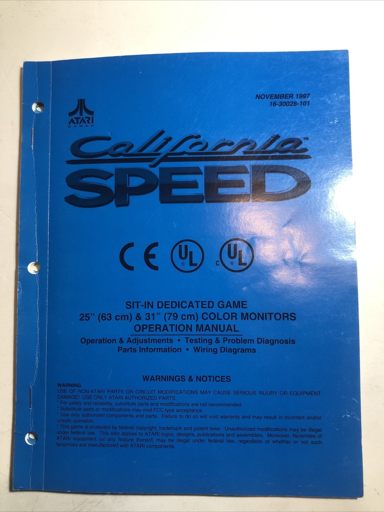 ATARI CALIFORNIA SPEED ARCADE MANUAL