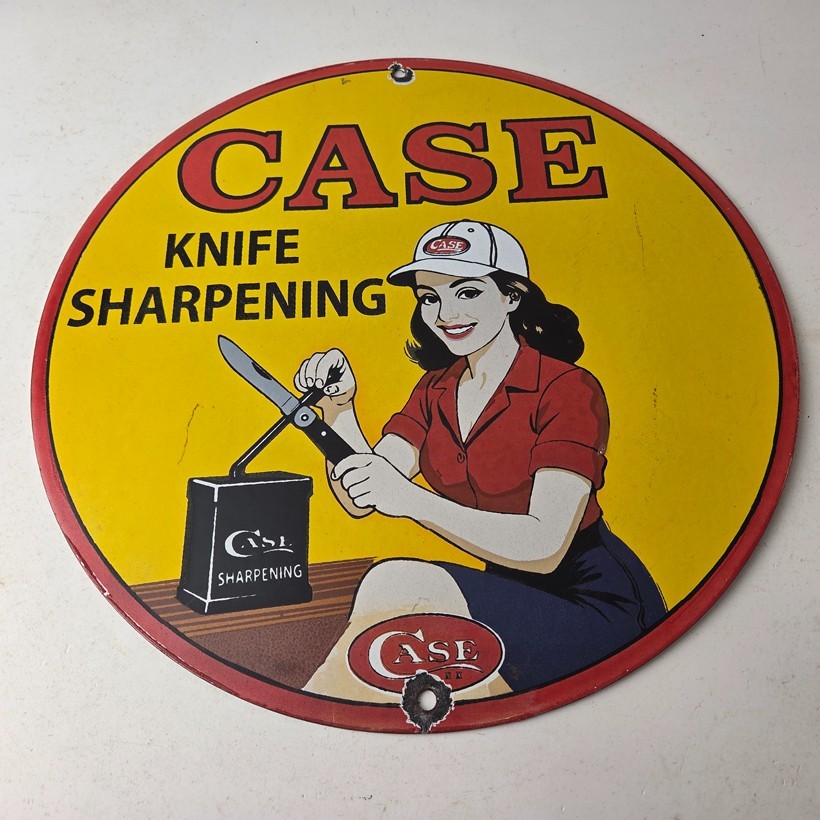 Vintage Case xx Knives Sign - Porcelain Service Station Store Advertisement Sign