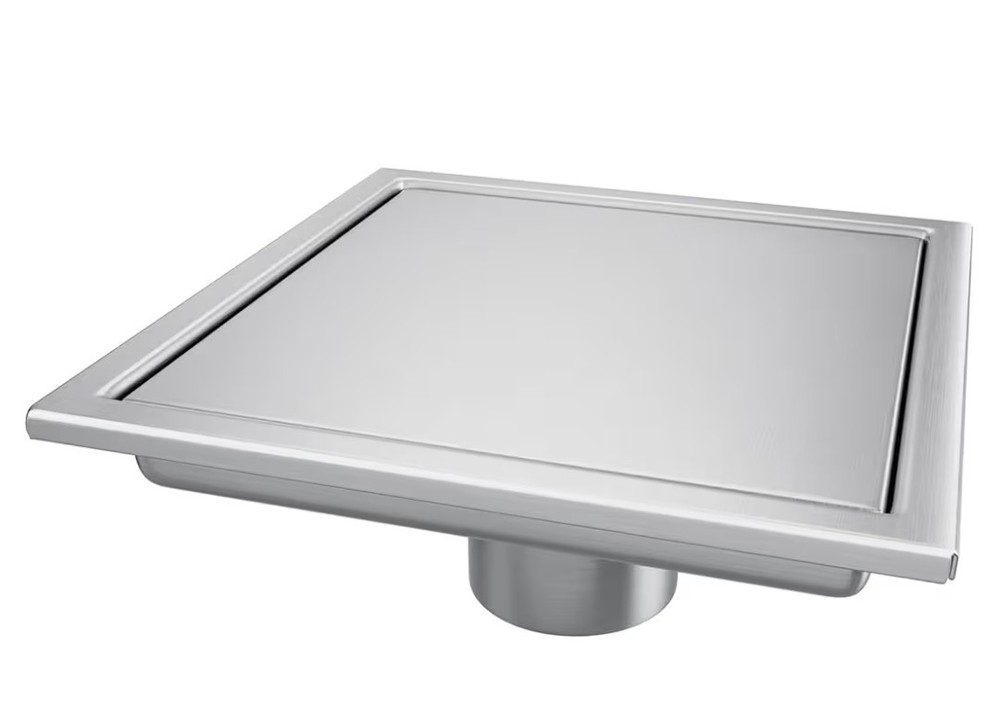 Square 4" Stainless Bathroom Shower Drain/ Tile Insert.