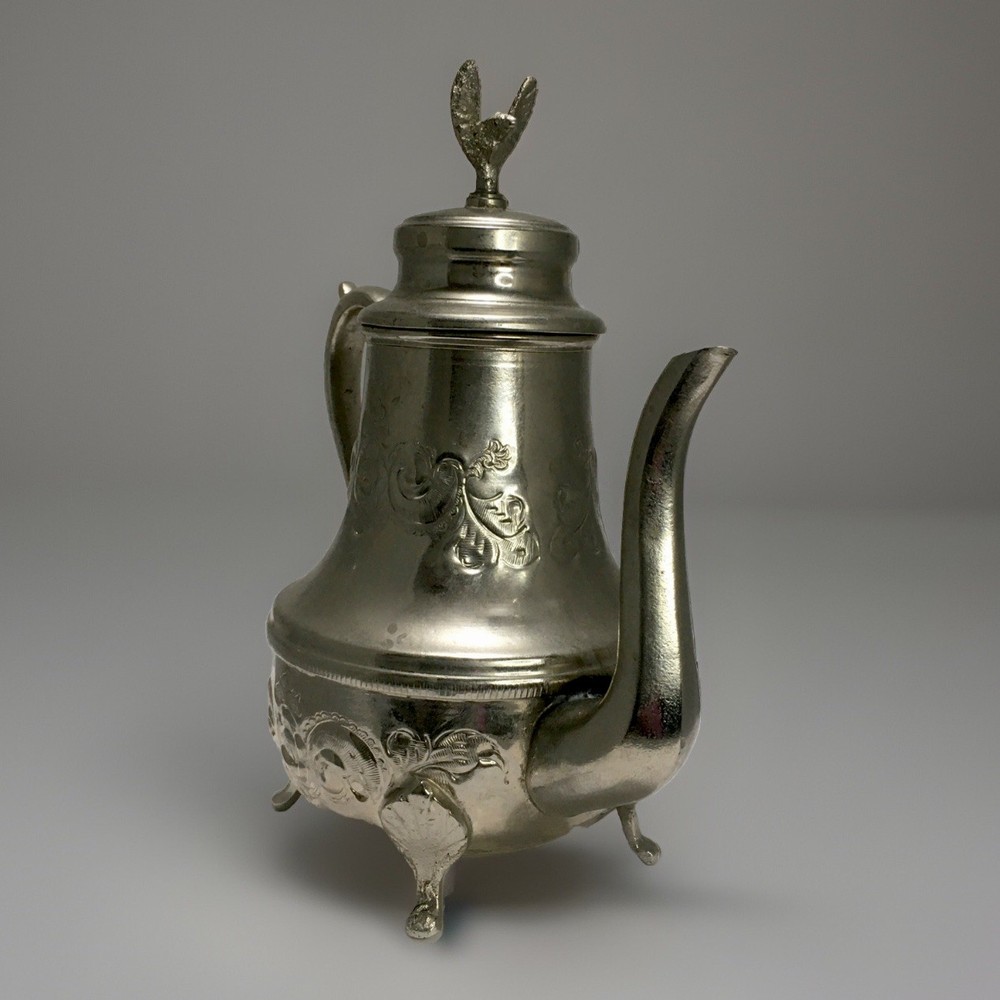 Early 20th Century Silver Plated Teapot Rococo Pattern Hand Hammered