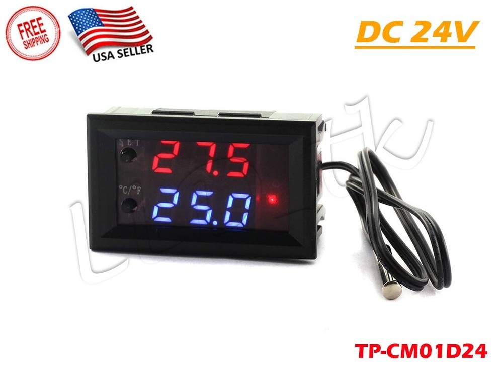24V Thermostat Controller Switch Temperature Sensor Digital LED Microcomputer