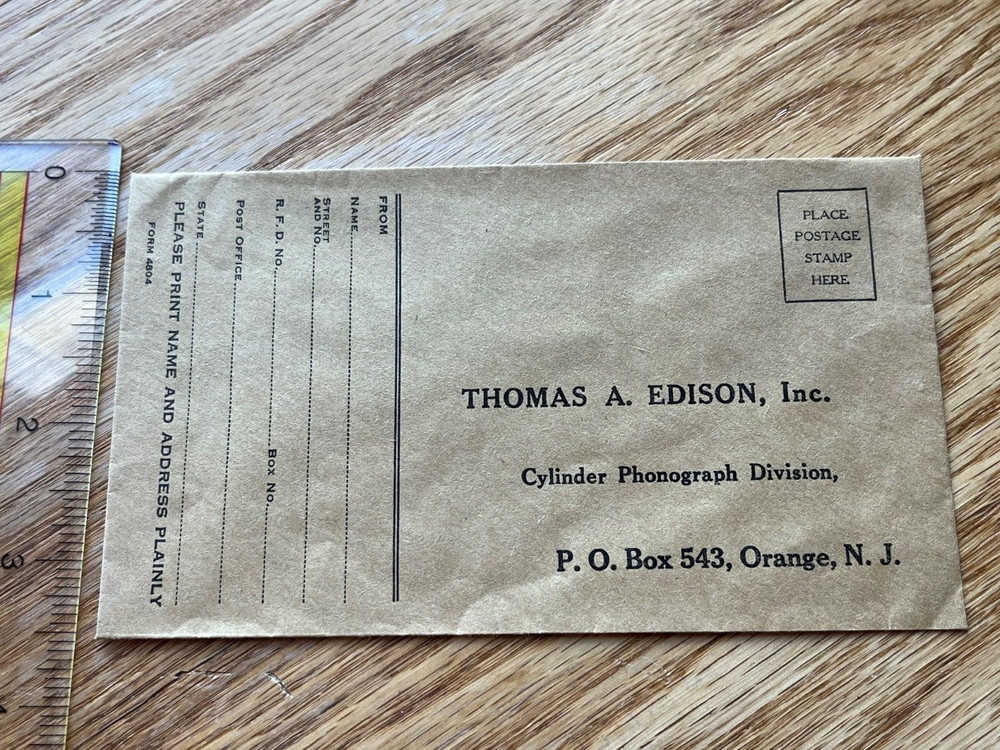 Original Edison Cylinder Phonograph Division Envelope