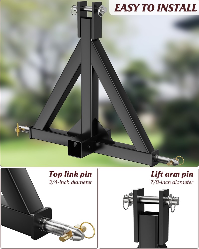 Trailer Hitch 3 Point 2" Receiver Quick Hitch Compatible with Category 2 Tractor