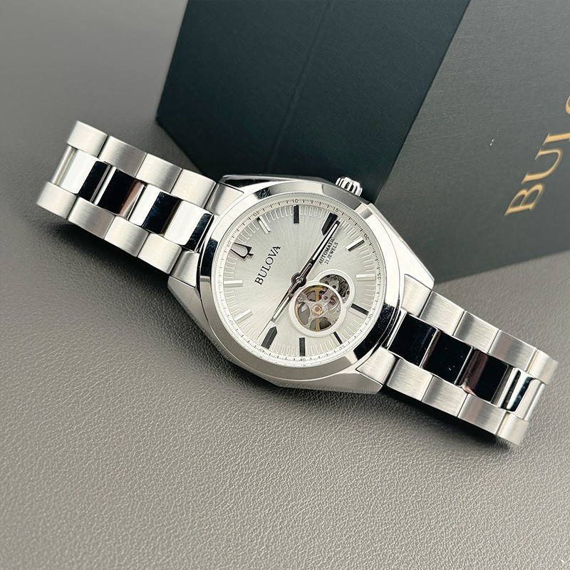 Bulova Surveyor Silver Tone Dial Automatic Men's Watch 42 mm 96A274