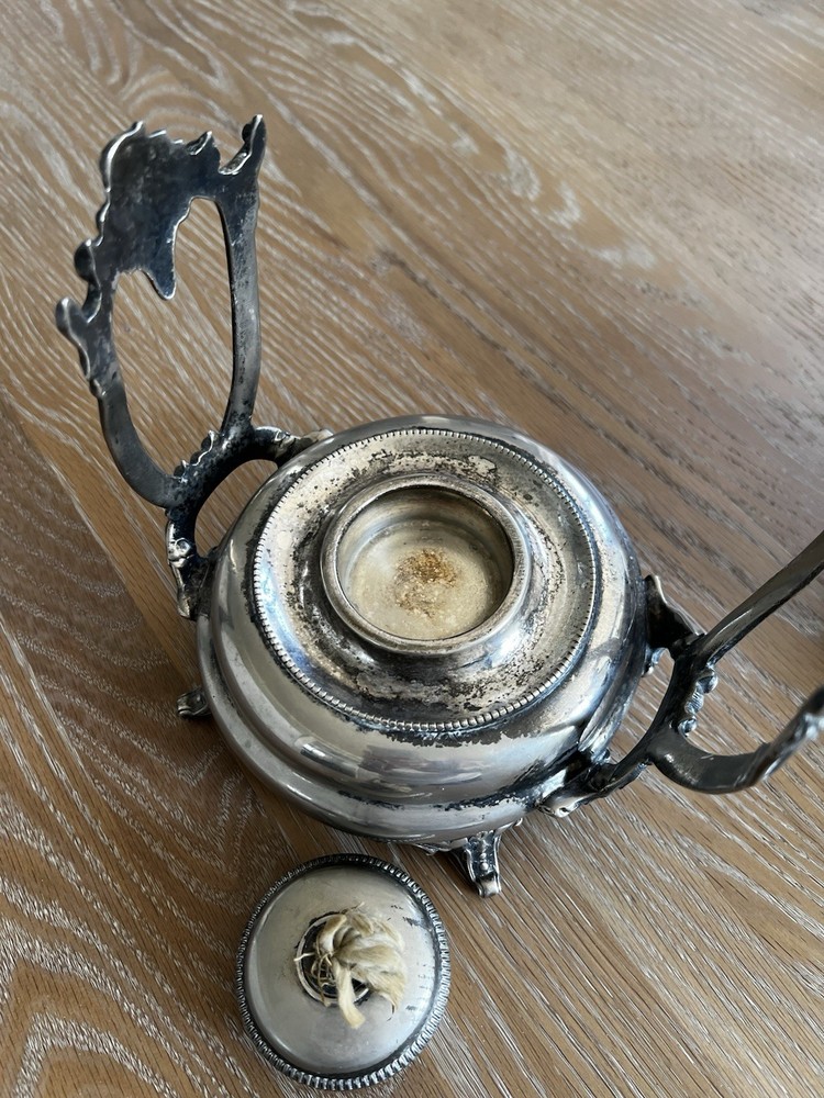 JD & Co Tea Pot Spirit Kettle Burner Wick Silver Plate