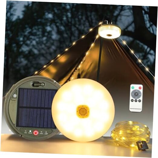 2-Pack Solar Camping String Lights, 39.4FT Portable Waterproof Camping 2 Pack