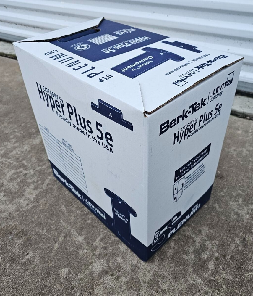 Berk-Tek Hyper Plus CAT5e Plenum UTP Ethernet Cable 1000ft box (White)