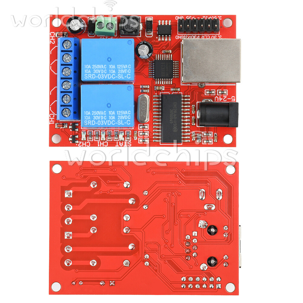 LAN Ethernet 2 Way Relay Board Delay Switch TCP/UDP Controller Module WEB Server