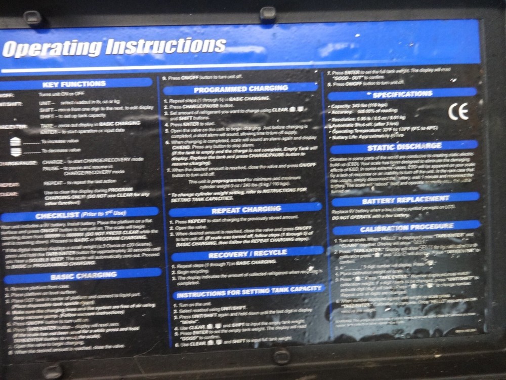 Mac Tools AC9800 Electronic Refrigerant Scale