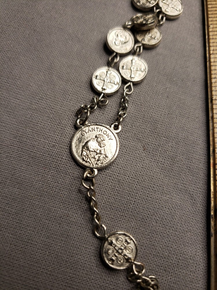 Vintage Rosary St Anthony & St Benedict Beads Christian A24