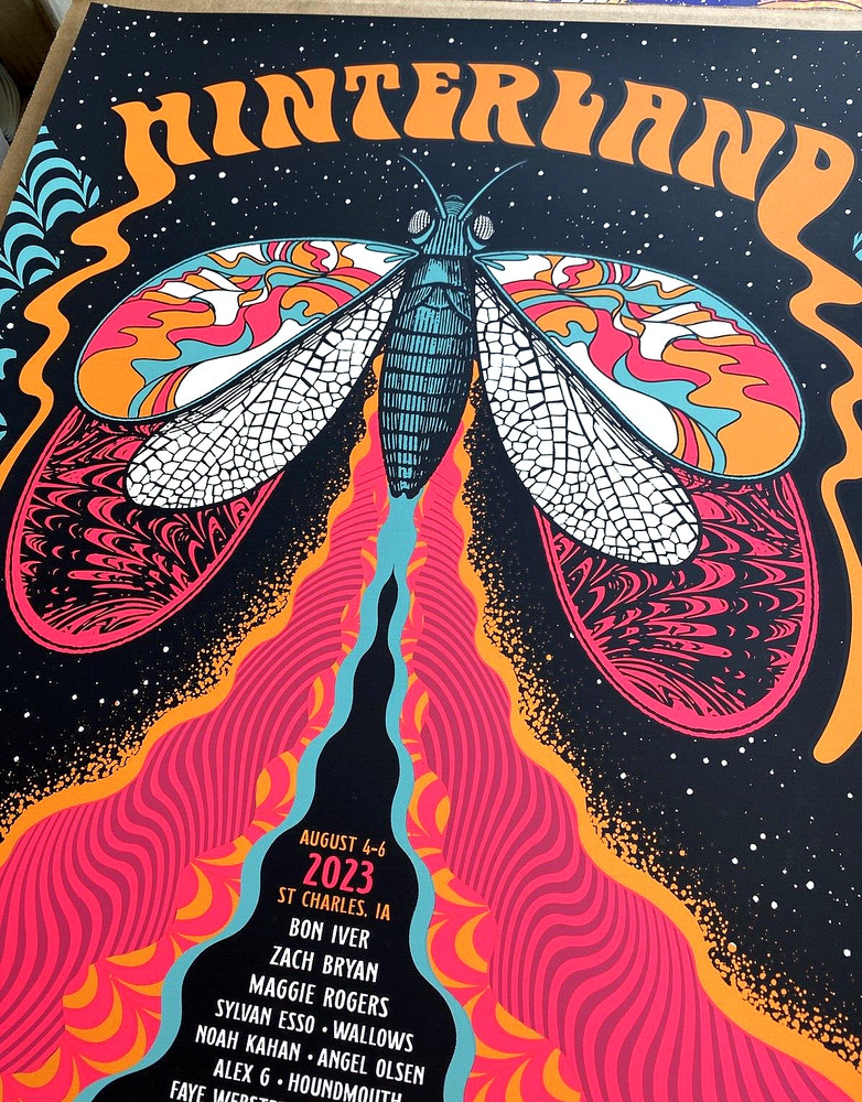 HINTERLAND FESTIVAL 2023 AP POSTER S/N Signd #/30 Zach Bryan Bon Iver Noah Kahan