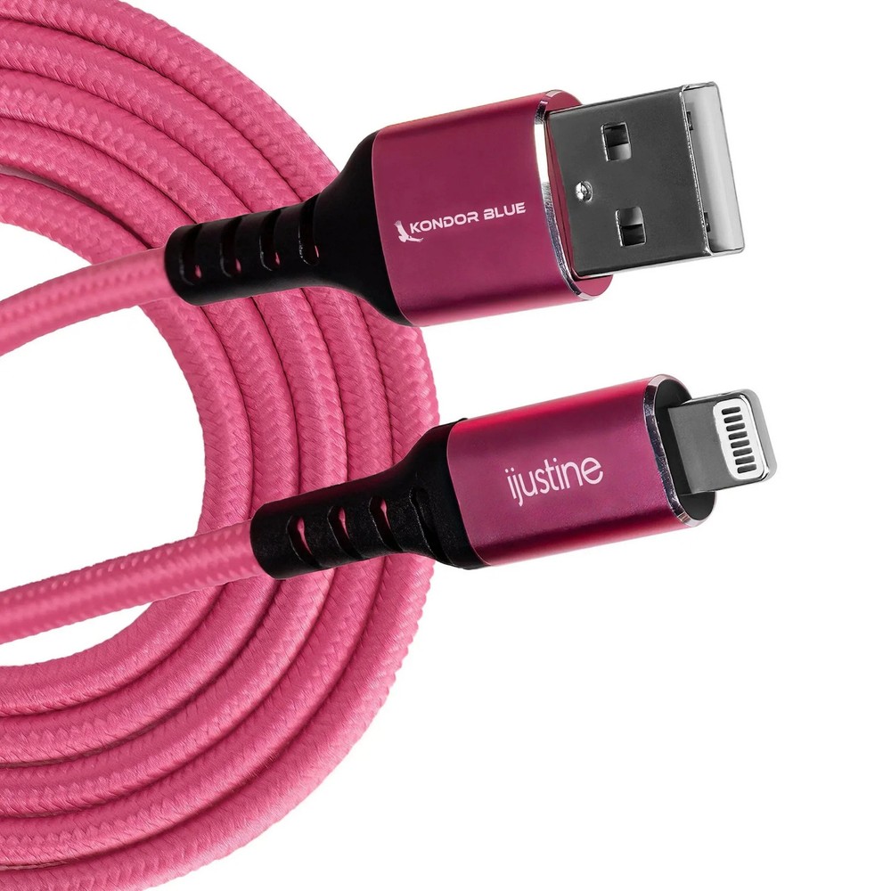 Kondor Blue KB-LightA-J iJustine Pink 3.3ft Lightning Cable for iPhone USB-A