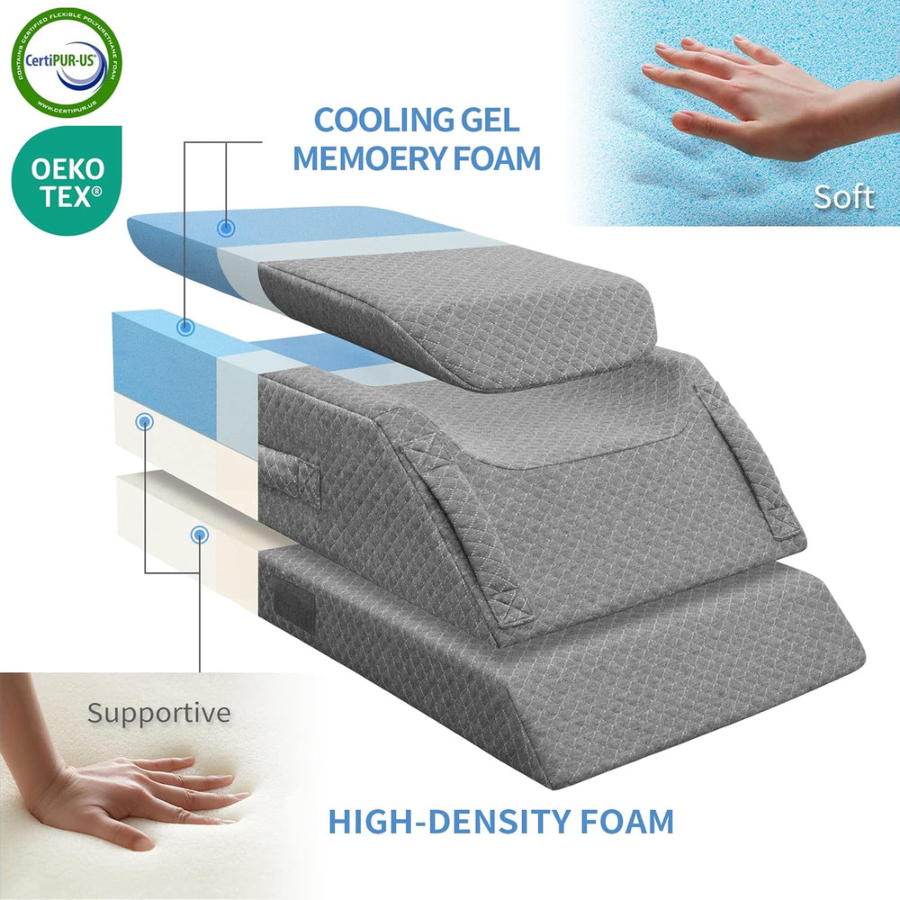 Adjustable Leg Elevation Pillows for Swelling after Surgery, Cooling Memory Foam