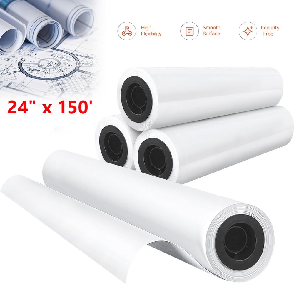 4 Roll 24"x150' Wide Format Paper Plotter Paper CAD Bond for Wide Format Printer