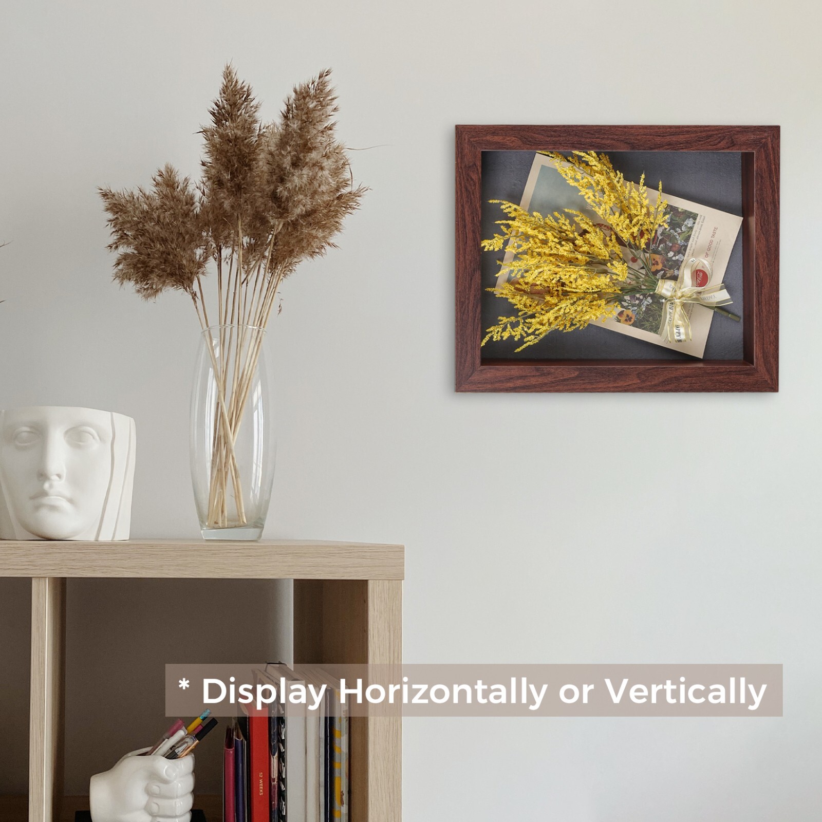 Shadow Box Frame Display Case 2" Depth 6 Pins for 11x14 Collages Mementos, Brown