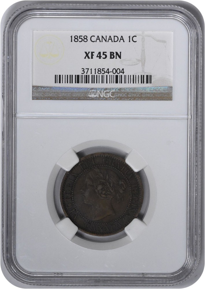 1858 Canada 1 Cent KM1 EF45BRN NGC