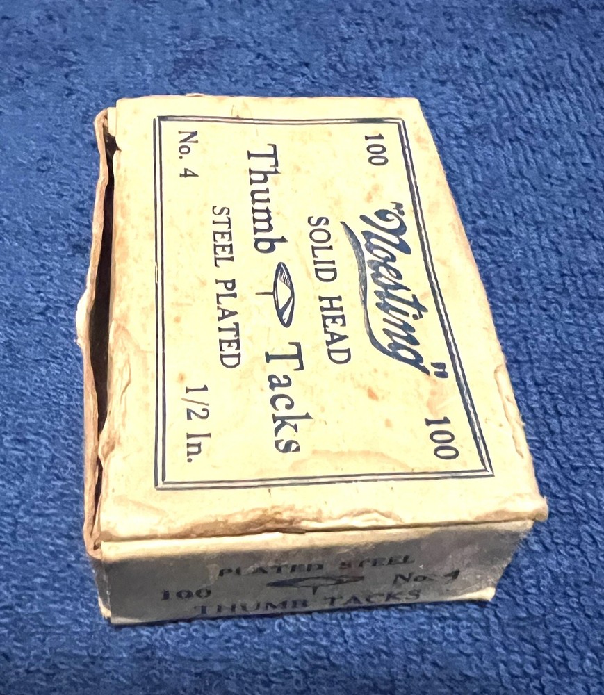 Vintage NOESTING No. 4 Solid Head Steel Plated Thumb Tacks (1/2”)