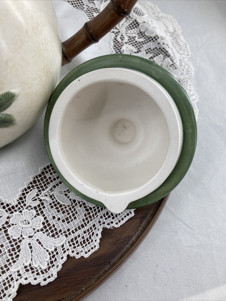 Vigor Palm Tree￼ Ceramic Teapot Bamboo Look Handle