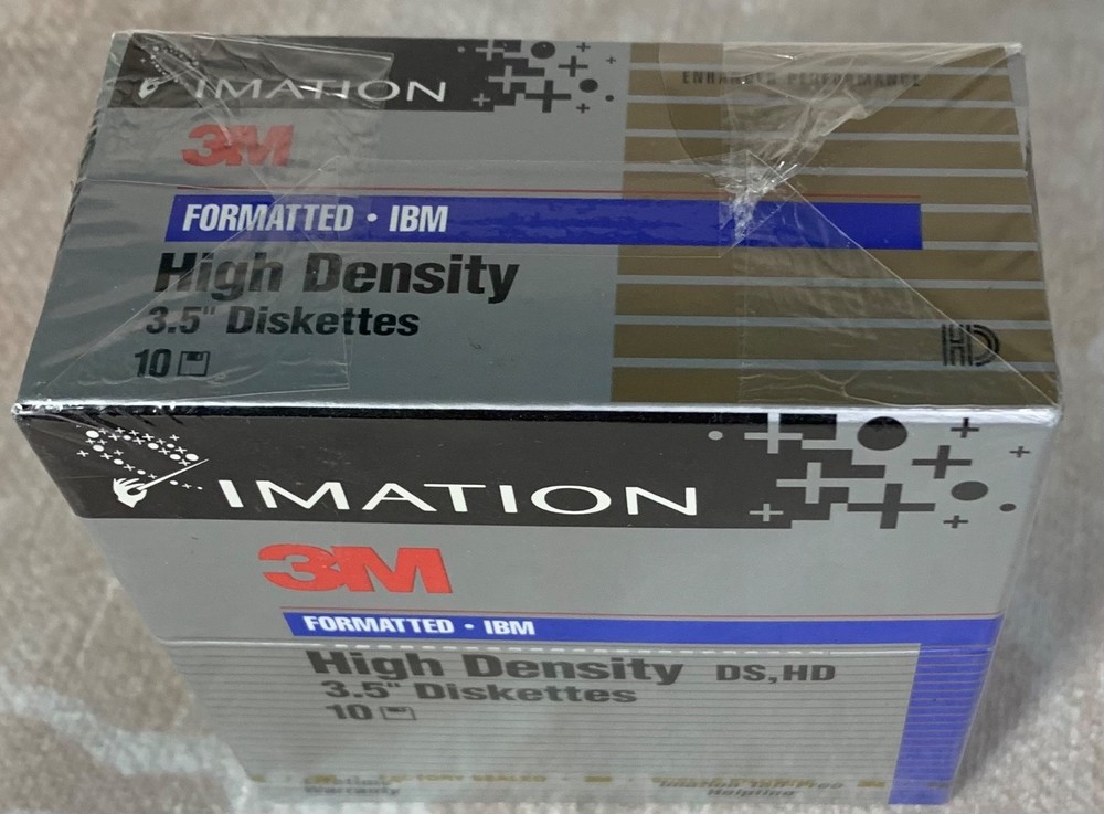 New Sealed Imation 3M 3.5" Floppy Diskettes 10-Pack IBM Formatted High Density