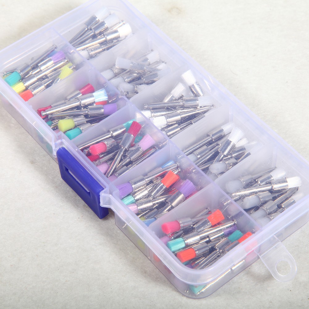 200pcs Mixed Dental latch type prophy polishing brush flat E-type Brushes