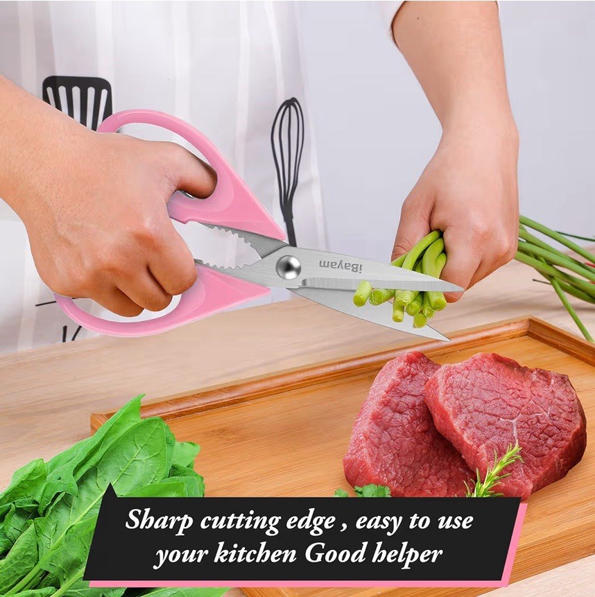 2 Pack Pink Kitchen Scissors Heavy Duty 8.5" Sharp Stainless Steel Shears Set