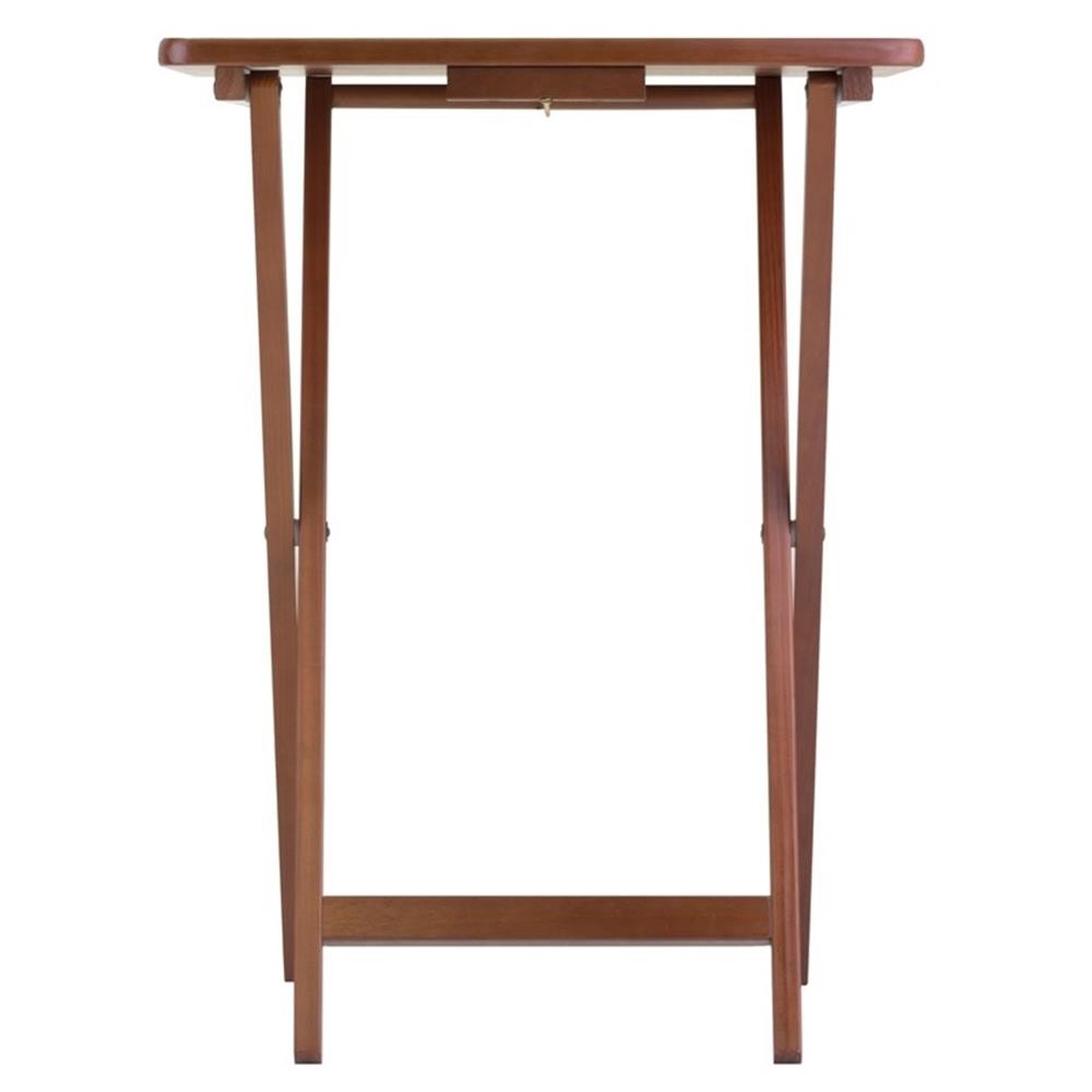 Pemberly Row 5-Piece Transitional Solid Wood Snack Table Set in Walnut