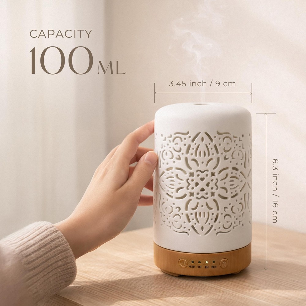 Earnest Living Essential Oil Diffuser White Ceramic Elegance 100ml