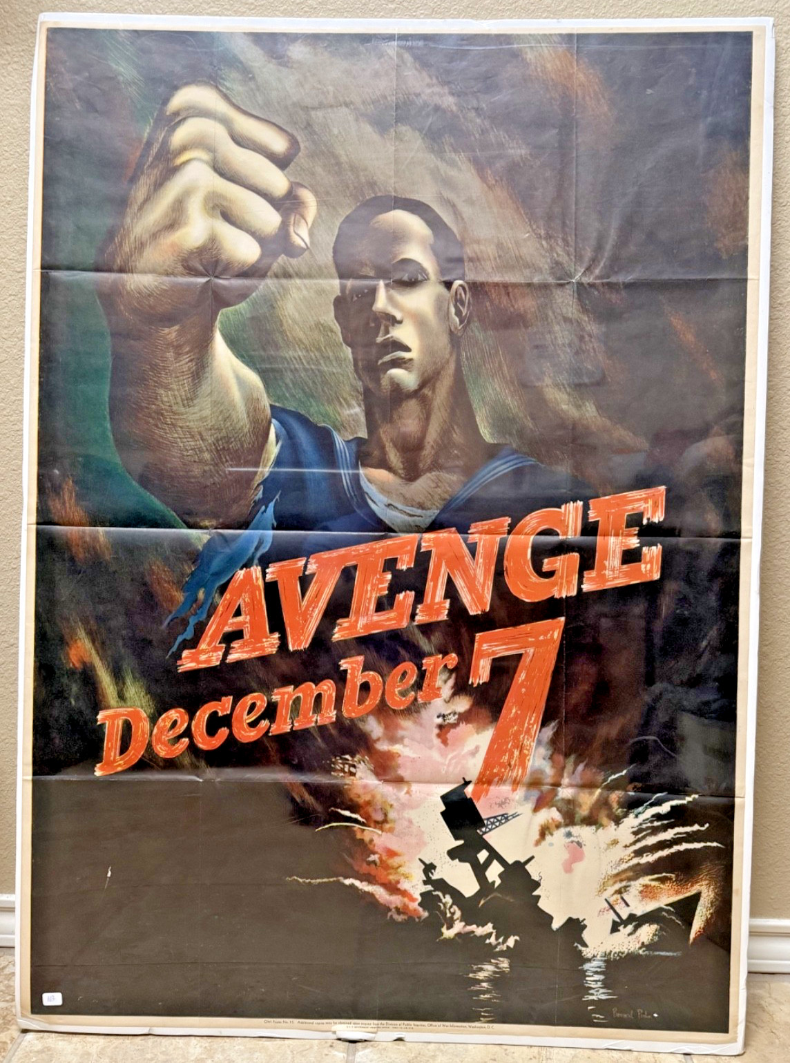 AVENGE DECEMBER 7 - US Government WWII 1942 Poster ORIGINAL