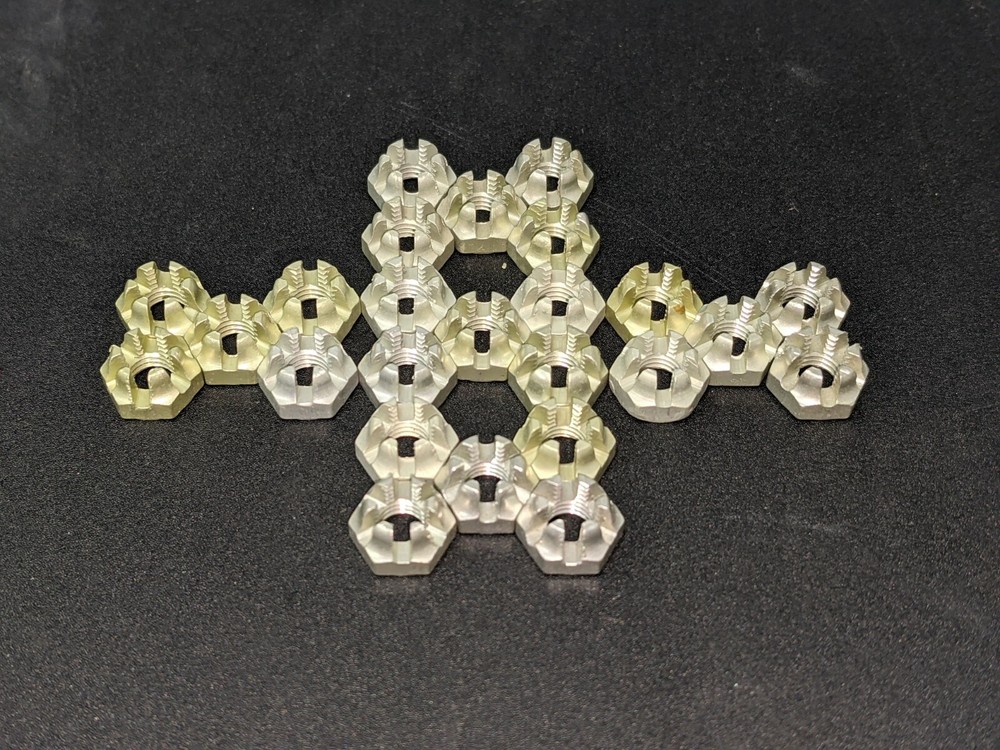 25 LOCKING 1/4-28 hex CASTLE NUTS nut ALUMINUM LOCK fine thread
