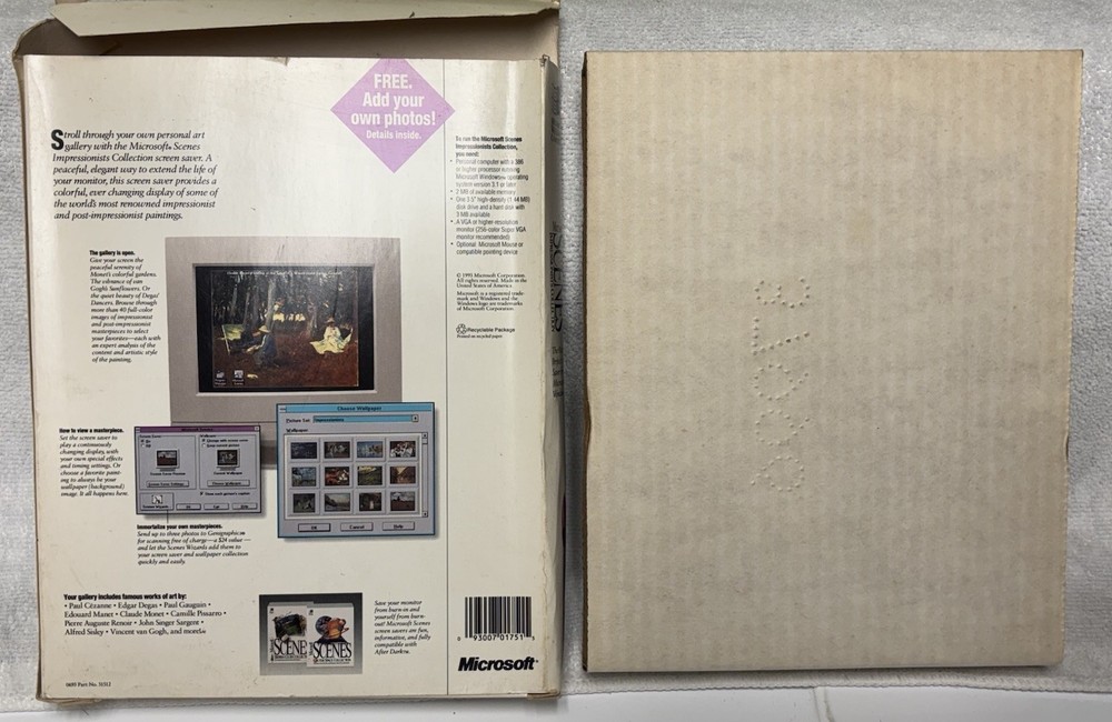 Microsoft 100% Complete Scenes Impressionists Collection Screen Savers Big Box