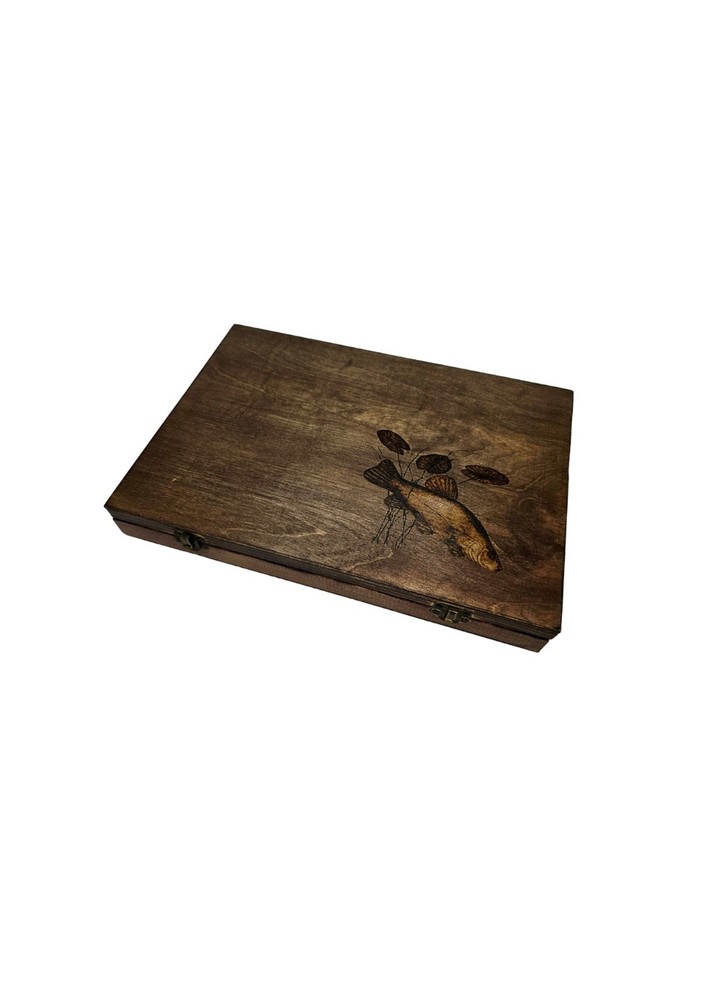 Handmade Float Box + 30 Handmade Floats. Woodburnt Tench Float Box