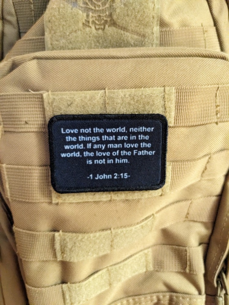 1 John 2:15 Bible verse 2x3" tactical hook & loop morale patch