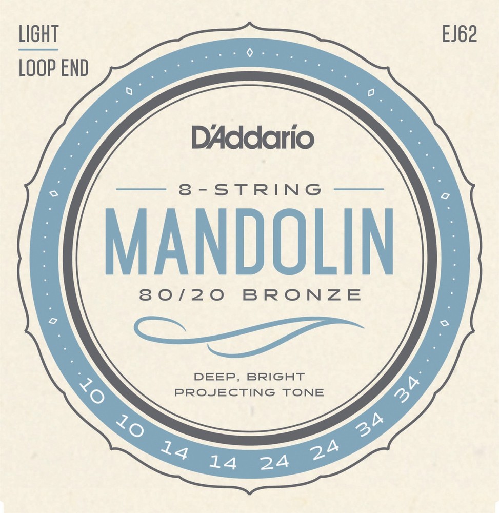 D'Addario EJ62 Mandolin Strings 80/20 Bronze Light 10-34